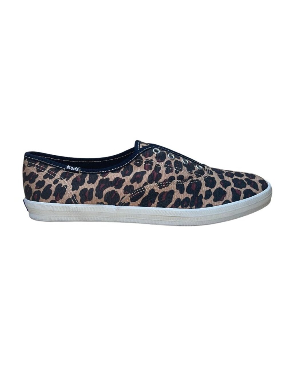 Keds Women’s Brown Leopard Print Cushioned Slip-On Canvas Sneakers Size 10